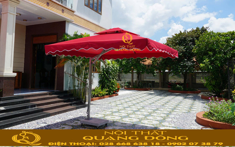 Dù lệch tâm vuông 3 mét màu đỏ đô