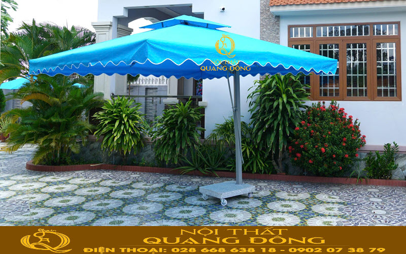 Dù lệch tâm vuông 3.5 mét thiết kế có rèm