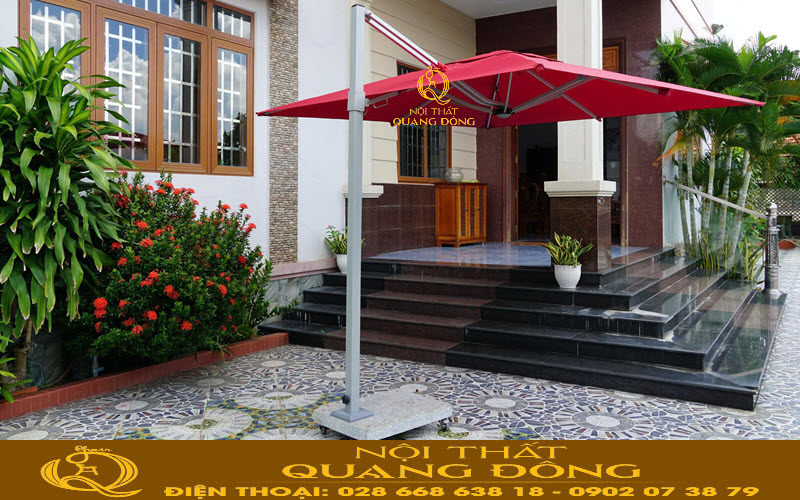 Dù lệch tâm vuông 2.5 mét không rèm với khả năng che phủ cao