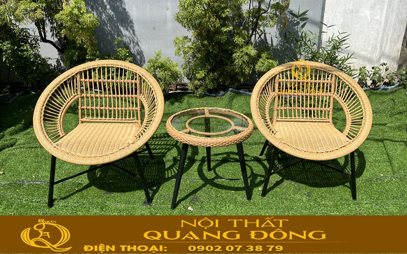 Ghế mây nhựa thiết kế đơn giản, thon gọn