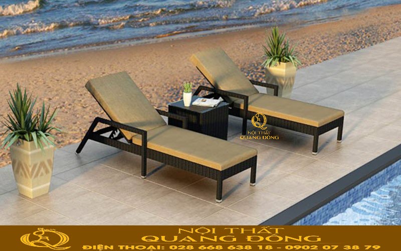 Gam màu sang trọng của ghế hồ bơi giả mây