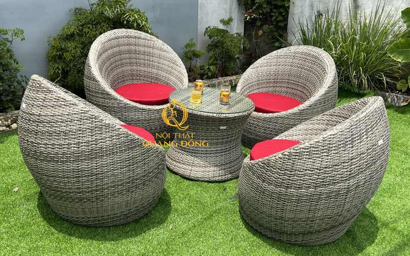 Ghế mây nhựa QD-211 thiết kế hình trứng sáng tạo cho không gian