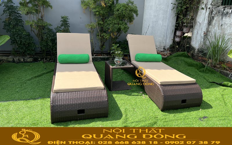 Ghế tắm nắng mây nhựa có khả năng kháng ti UV, nước bà ẩm mốc
