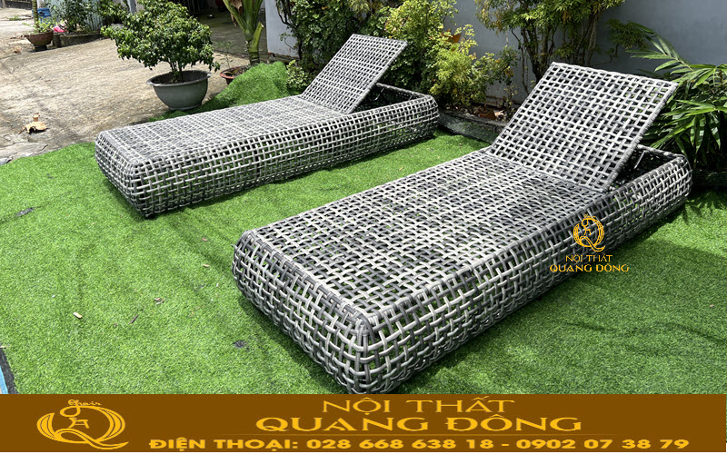 Ghế nằm hồ bơi QD-1281 làm từ khung kim loại chắc chắn