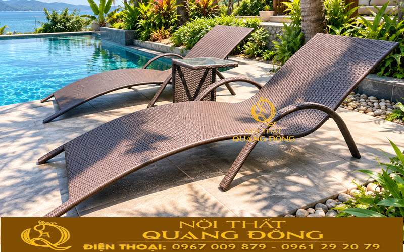 Ghế hồ bơi mây nhựa QD-1282 tạo điểm nhấn nổi bật ở mọi không gian
