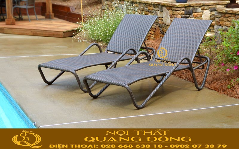 Ghế hồ bơi QD-584 thiết kế uốn cong nghệ thuật tạo hình chân ghế