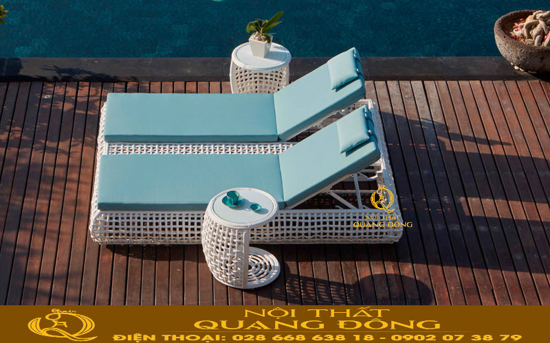 Ghế nằm hồ bơi dáng đôi tiện lợi, sang trọng, thanh lịch