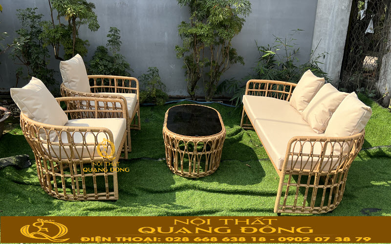 Sofa giả mây QD-684 có thể linh hoạt sản xuất theo yêu cầu