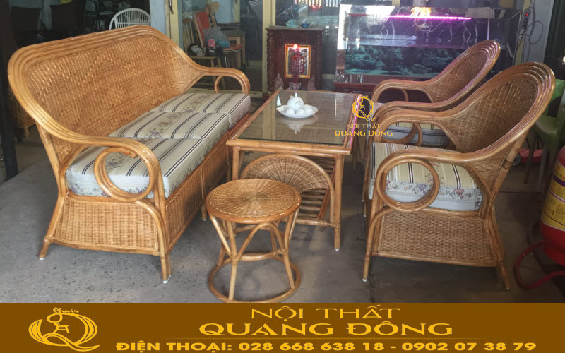 Sofa mây tự nhiên QD-3018 nét đẹp mộc mạc nhẹ nhàng thân thiện môi trường