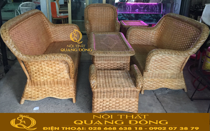 Sofa mây tự nhiêu QD-3019 ghế mây thật, đậm chất thủ công mỹ nghệ