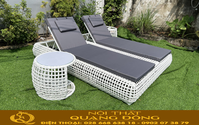 Ghế tắm nắng giả mây QD-587 cao cấp cho hồ bơi