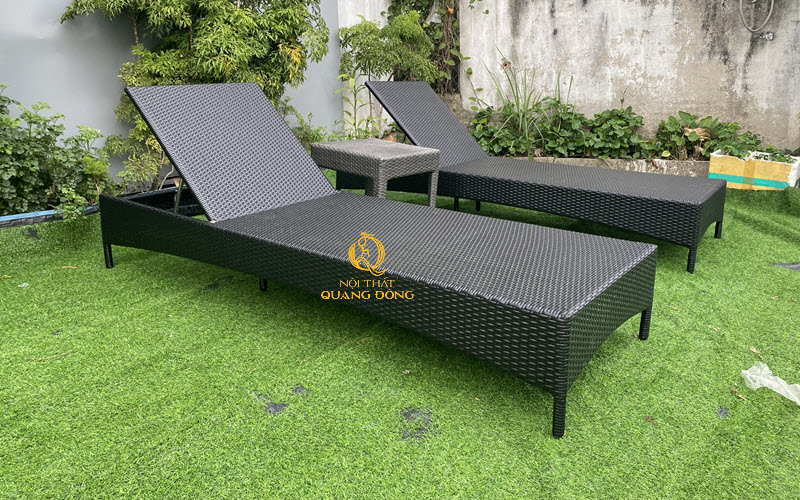 Ghế tắm nắng nhựa giả mây đan sợi nhựa mây PE cao cấp