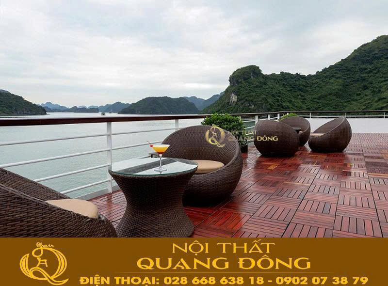 Nội Thất Quang Đông cung cấp bàn ghế giả mây cho Du thuyền SEALIFE