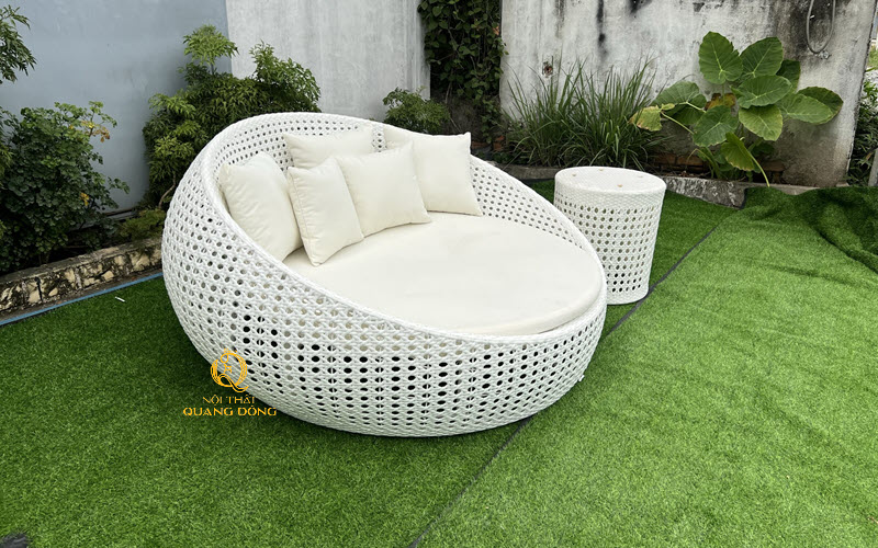 Giường tắm nắng mây nhựa QD-512 lựa chọn tối ưu cho không gian ngoài trời