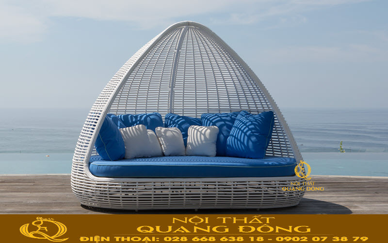 Ghế hồ bơi mái vòm nhựa giả mây