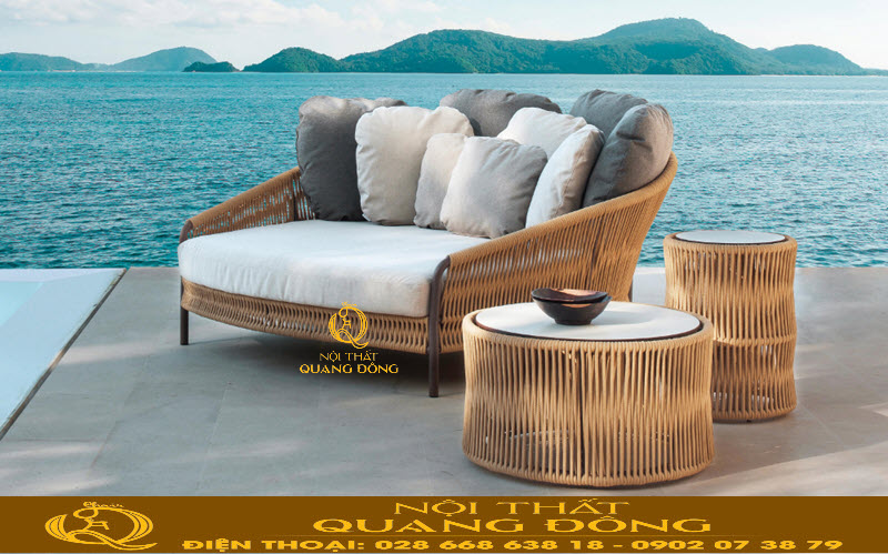 nhựa giả mây giường tắm nắng cao cấp