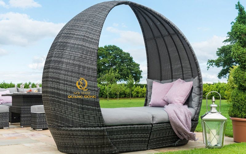 Ghế hồ bơi mái vòm nhựa giả mây