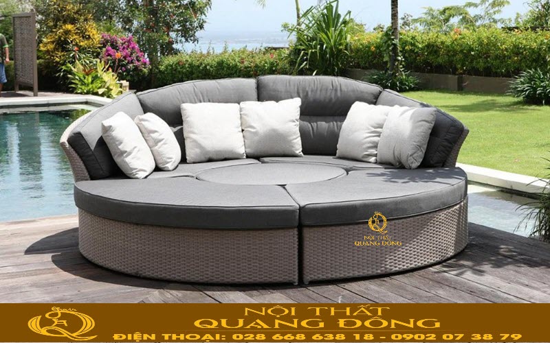 Giường tắm nắng QD-523 thiết kế tròn lắp ghép 5 chi tiết linh hoạt