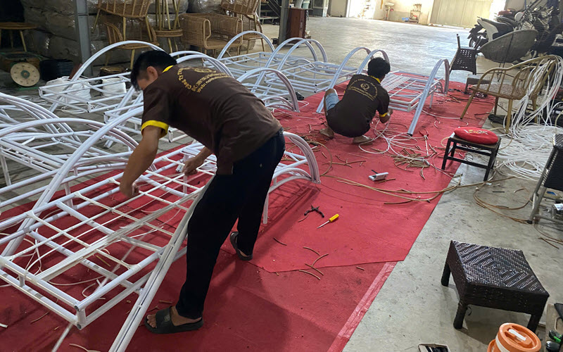 Ghế nằm hồ bơi QD-1280 đan sợi nhựa giả mây có độ dẻo deo, kháng tia UV