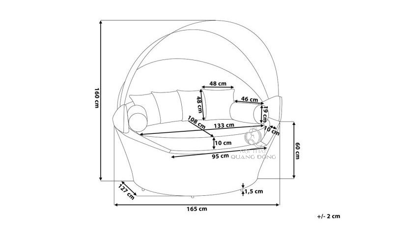 Nội Thất Quang Đông sản xuất giường tắm nắng mây nhựa theo kích thước yêu cầu
