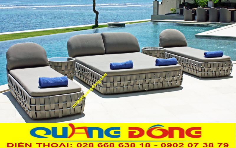 ghế nằm ngoài trời gam màu nhẹ nhàng