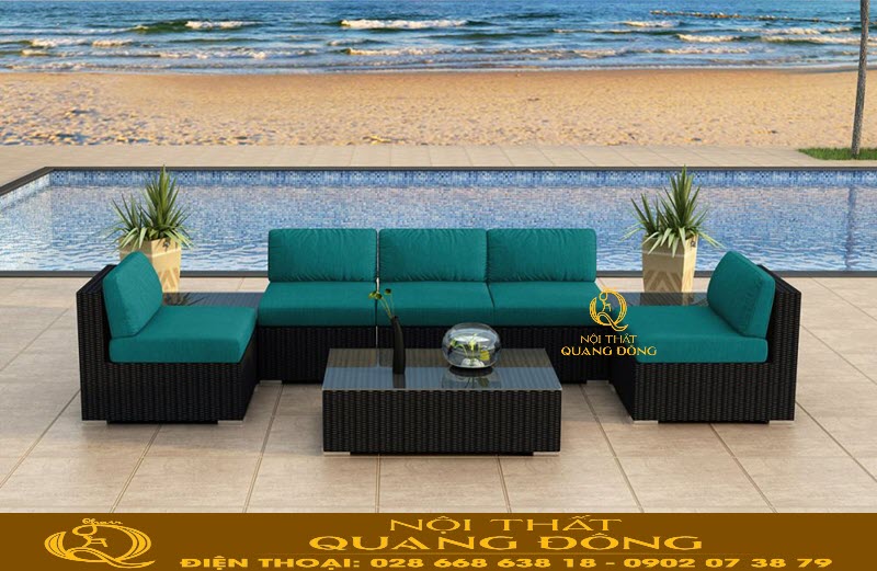 Sofa nhựa mây ngoài trời cho biệt thự sân vườn