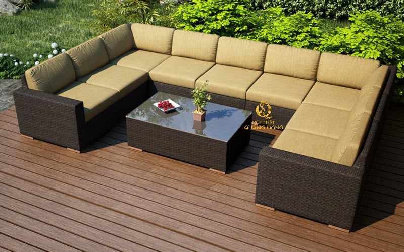 Sofa nhựa mây ngoài trời cho biệt thự sân vườn