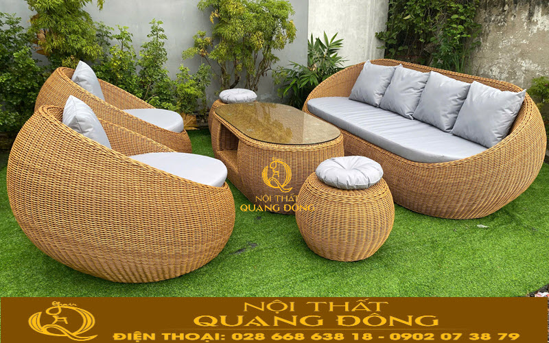 Sofa nhựa giả mây hiện đại, bền màu