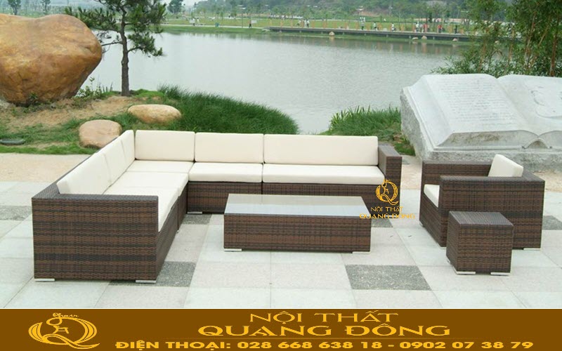 Sofa giả mây QD-613 mẫu sofa góc lắp ghép linh hoạt tiện nghi và hiện đại