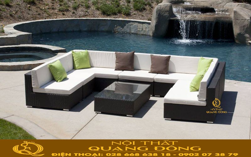 Sofa giả mây QD - 626 thiết kế hình chữ U tuyệt phẩm cho nội thất ngoài trời