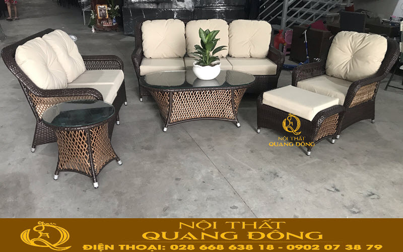 Sofa giả mây QD-640 cổ điển pha hiện đại, thanh lịch không lỗi thời