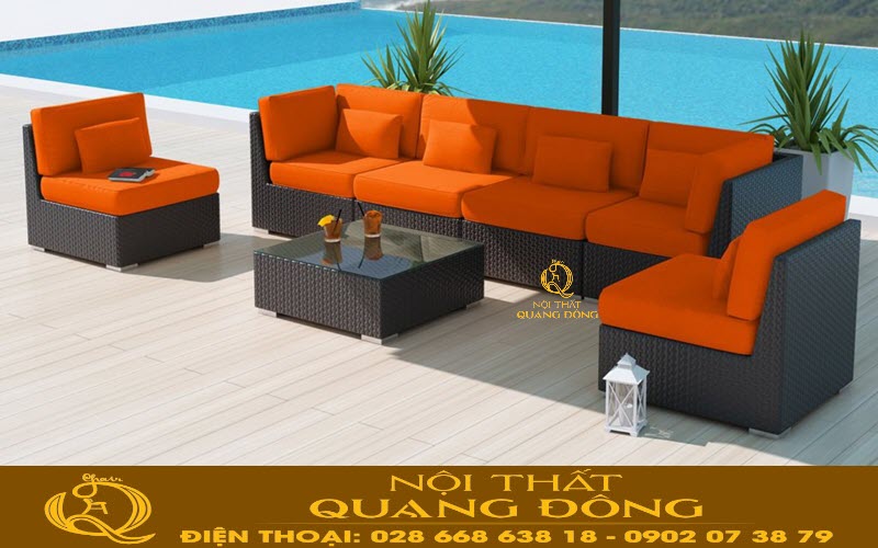 Sofa giả mây QD-656 kiểu dáng vuông vức tinh tế hiện đại