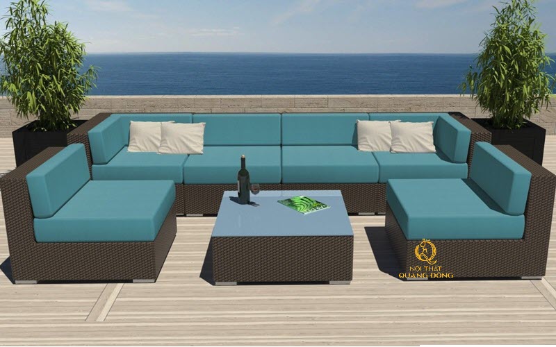 Sofa giả mây QD-665 mẫu sofa chữ U linh hoạt cho nội ngoại thất