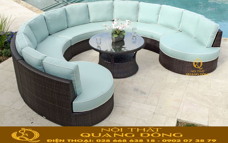 Sofa giả mây QD-668 bộ sofa tròn sang trọng tối ưu mọi không gian