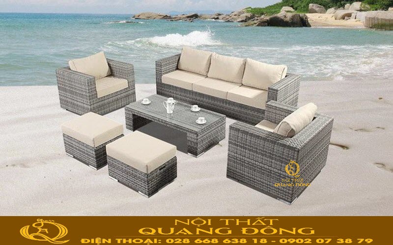 Sofa giả mây QD-669 kiểu dáng vuông vức đơn giản mà hiện đại, không lỗi mốt