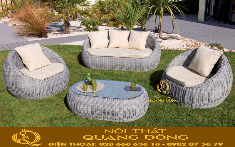 Sofa giả mây QD-672 thiết kế nghệ thuật hình trứng độc đáo