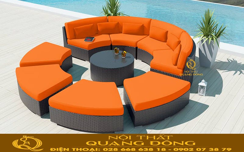 Sofa giả mây QD - 677 đan sợi mâ nhựa cao cấp chịu mưa nắng