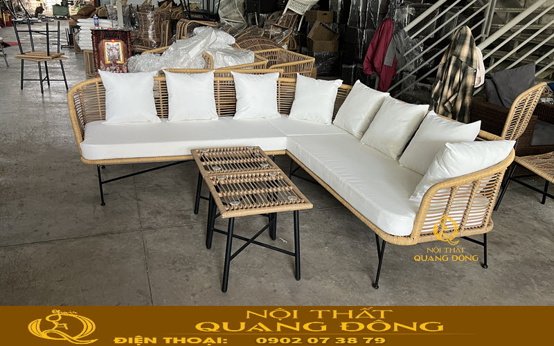 Sofa giả mây QD-705 được đan theo kiểu quấn ken nghệ thuật