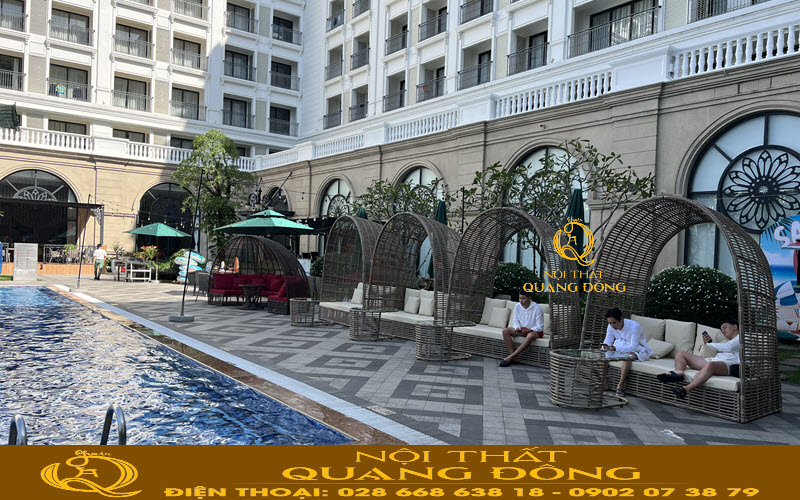 Sofa giả mây QD-708 tại hồ bơi khách sạn Vinholidays Fiesta Phú Quốc