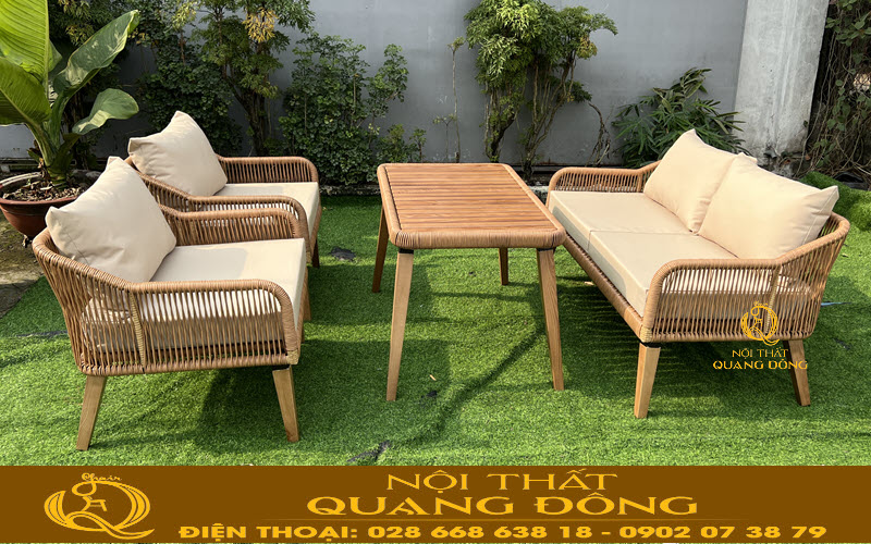 Sofa giả mây QD-749 mang thiết kế hiện đại và sang trọng cho không gian phòng khách