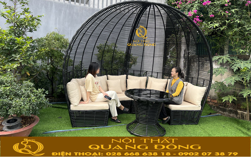Sofa giả mây QD-755 thiết kế mái vòm hiện đại