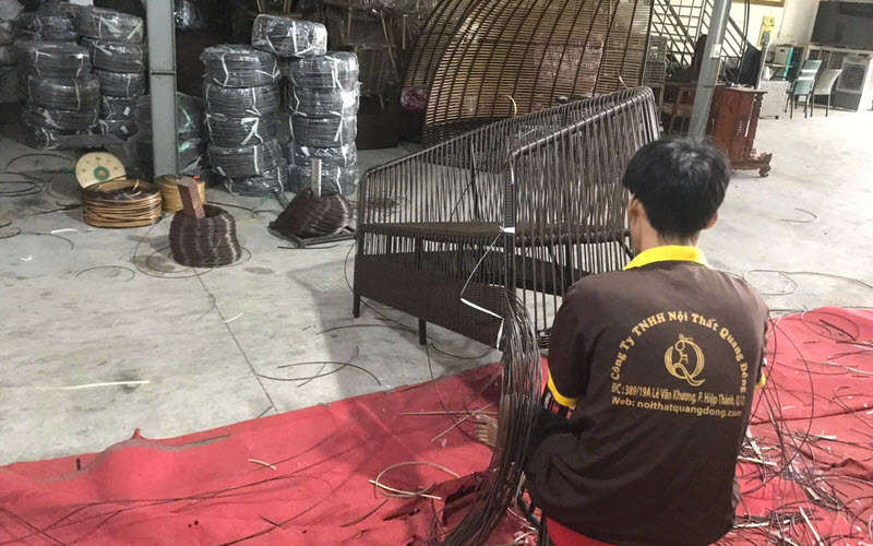 Sofa giả mây QD-756 được sản xuất tại xưởng Nội Thất Quang Đông