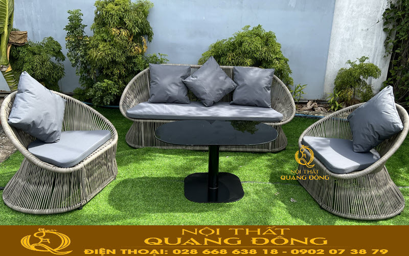 Sofa giả mây QD-758 đa dạng màu sắc, khung chắc chắn, độ bền cao