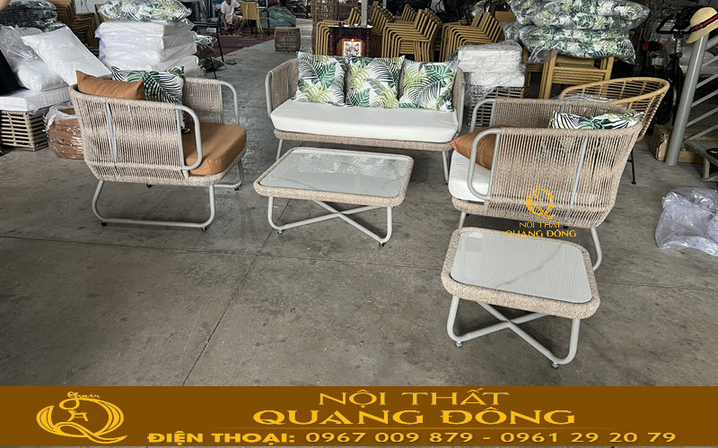Sofa giả mây QD-759 sử dụng khung thép sơn tĩnh điện chắc chắn