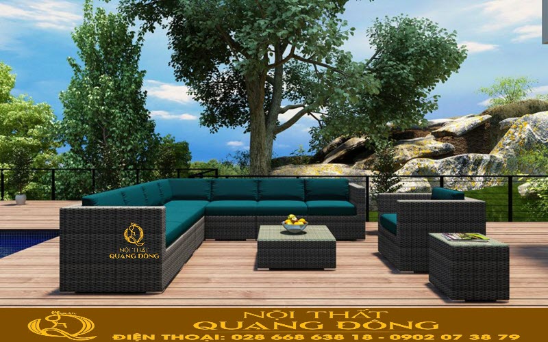 Sofa giả mây khung nhôm ứng dụng linh hoạt trong nhiều không gian