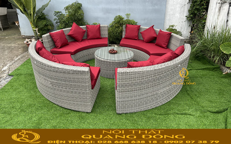 Bộ sofa giả mây chất liệu khung nhôm bền bỉ