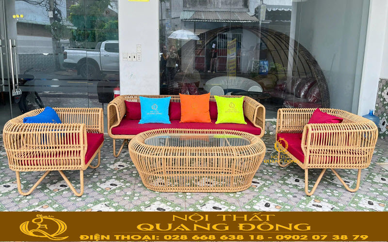 Sofa nhựa giả mây thiết kế tinh tế, sử dụng chất liệu cao cấp