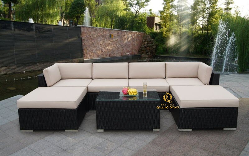 Bộ Sofa nhựa mây thiết kế hiện đại cho phòng khách
