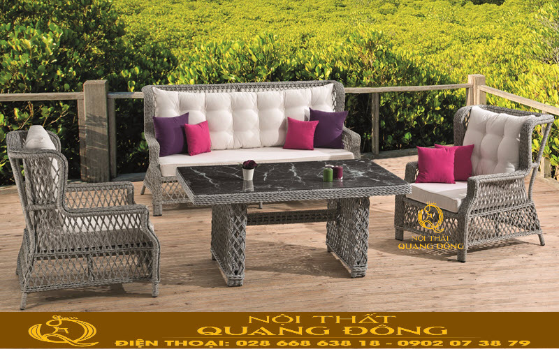 Sofa nhựa mây với thiết kế sang trọng, kiểu đan cá tính