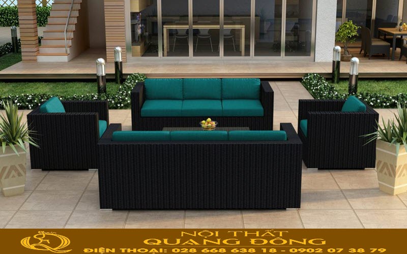 Sofa nhựa mây ngoài trời cho biệt thự sân vườn